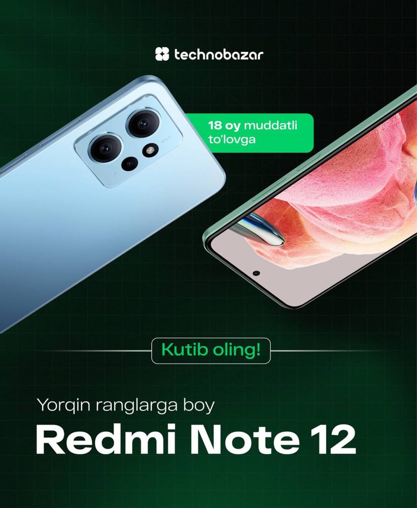 Tezkor Kredit (24 Oyga) Redmi Note 12 128GB