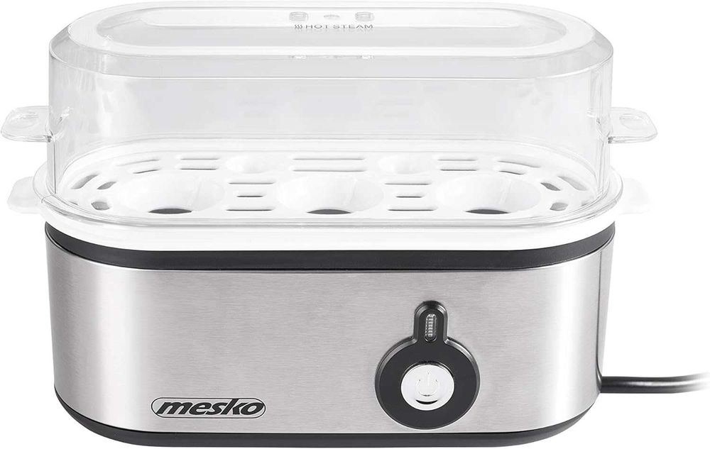 Уред за готвене на яйца Mesko MS 4485, 3 яйца, 210 W, Черен, Сребърен