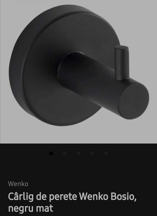 Cârlig de perete Wenko Bosio, negru mat
