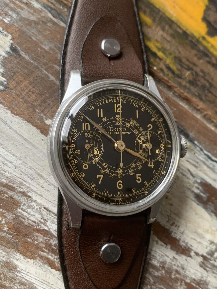 Doxa Swiss-Докса мъжки военен хронограф 1940 г. Valjoux 22 топ