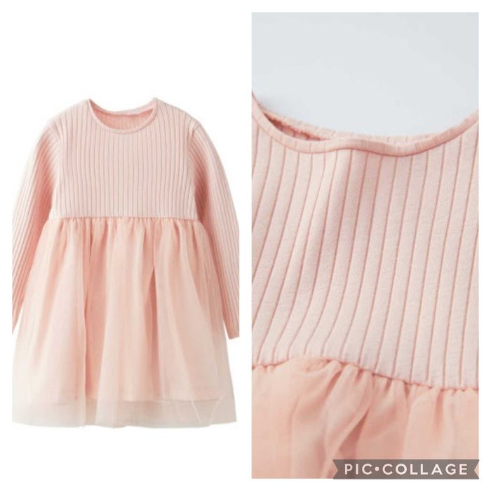 Zara рокля с тюл размер 12-18м