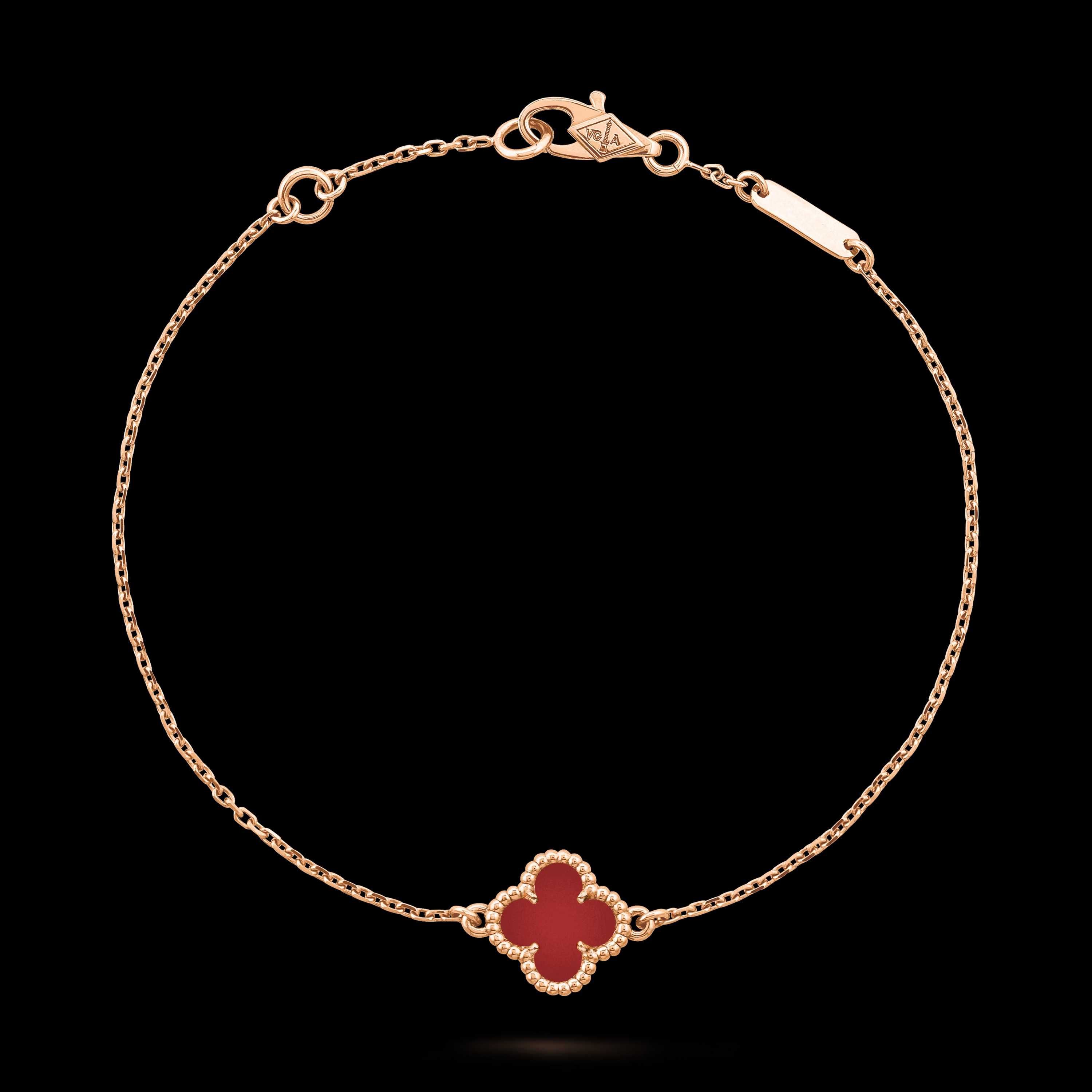 Van Cleef & Arpels VCA Silver Red Sweet Alhambra Clover Дамска Гривна