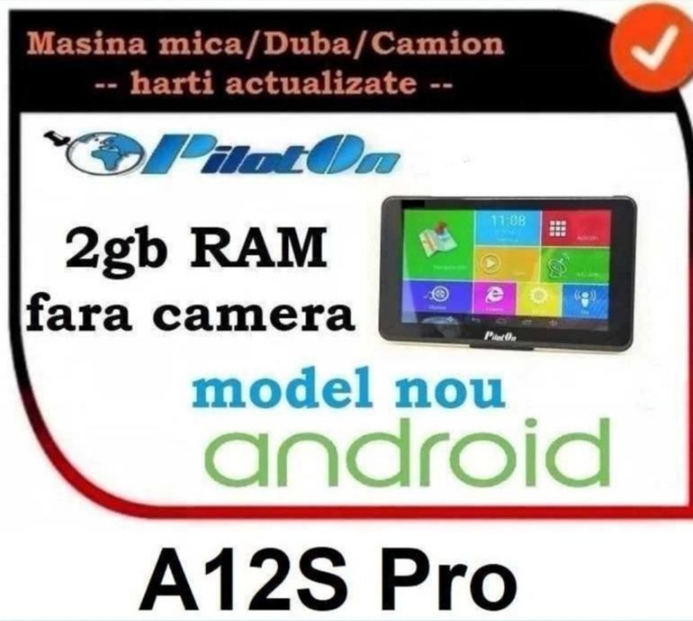 Ofertă ! PilotOn A12S Pro  versiunea 2 Camion Europa 2 GB RAM