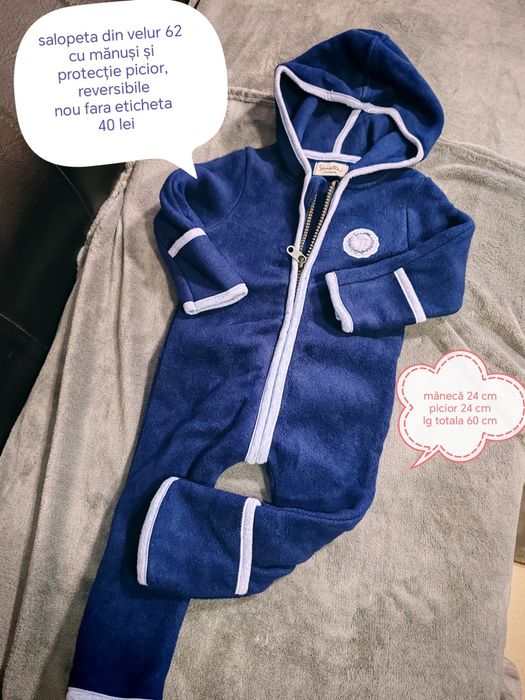 Salopeta fibra organica moale pt primăvara-toamna 62 și 68 băiețel