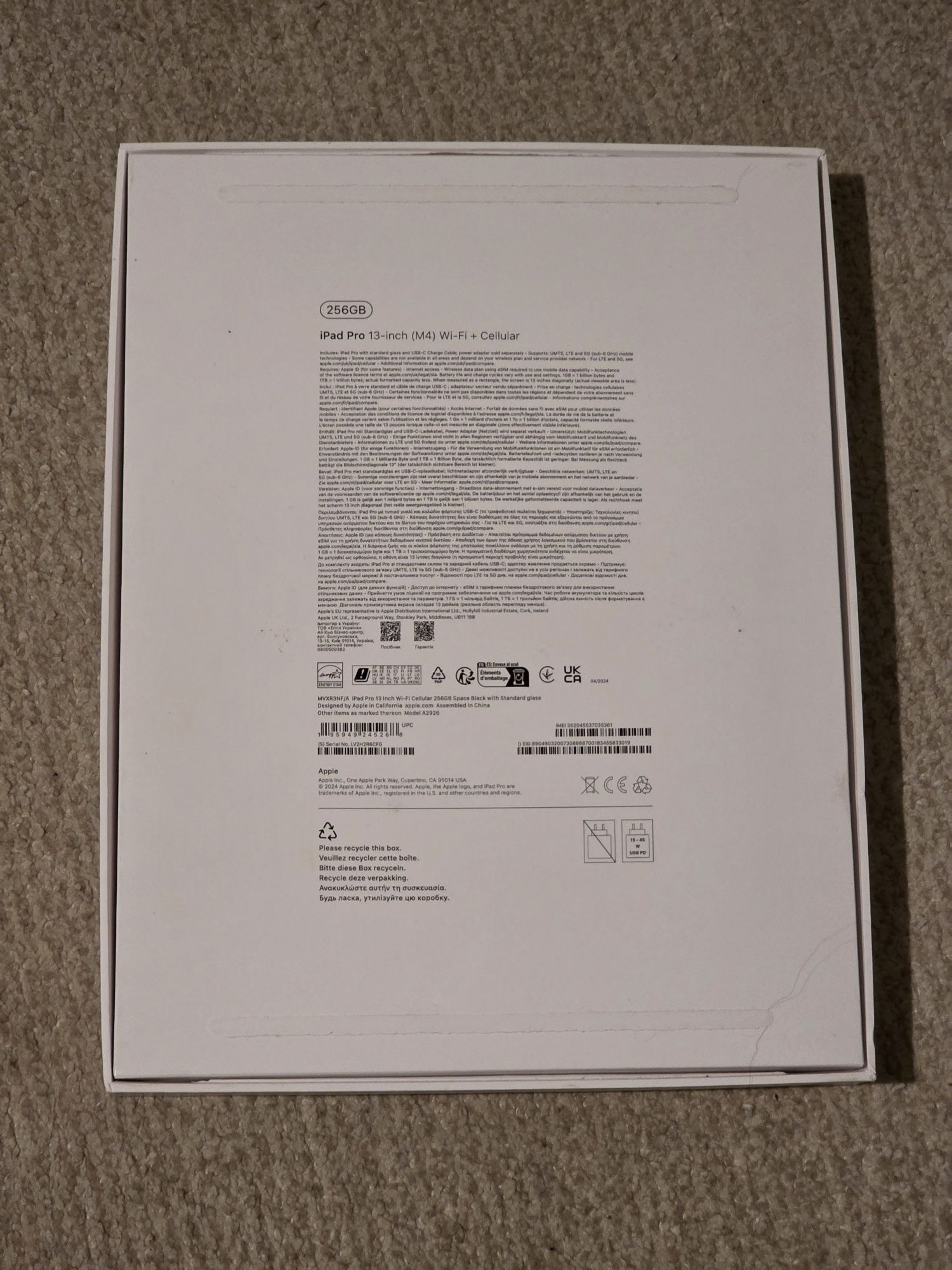 Tabletă Ipad Pro 13" (M4), 256GB, Wi-Fi + Cellular, Space Black