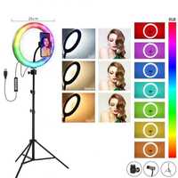 Ring Light color, cerc 26cm, trepied 2m, Lampa LED RGB selfie tiktok