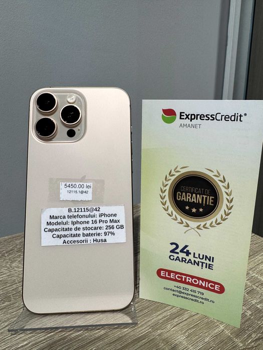 iPhone 16 Pro Max 256Gb 97% bateria (Ag42 b.12115) Garantie 2 ani