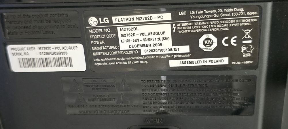 Телевизор LG Flatron M2762D 27 инча HDMI