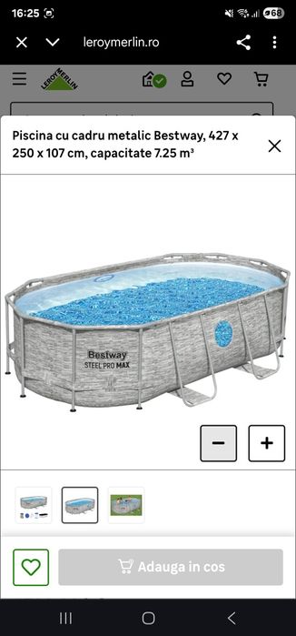Piscina cu cadru metalic Bestway, 427 x 250 x 107 cm, capacitate 7.25