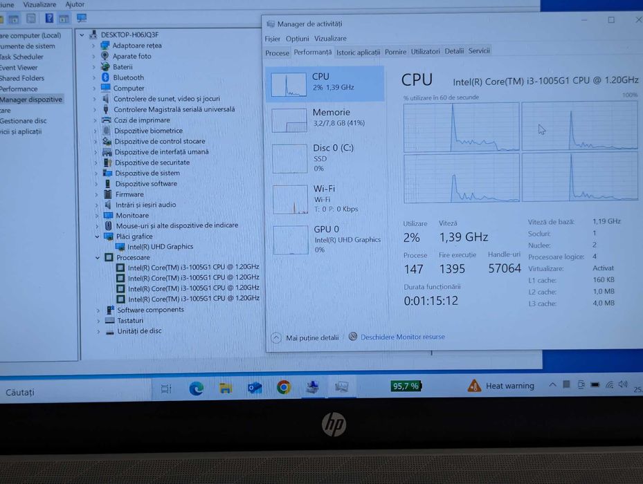 Laptop Hp pavilion 14, procesor Intel i3 Gen.10, SSD 256, Ram 8GB