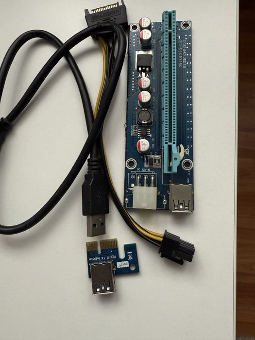Riser Card PCI-E 1x- 16x cu cablu USB 3.0 + cablu de alimentare,