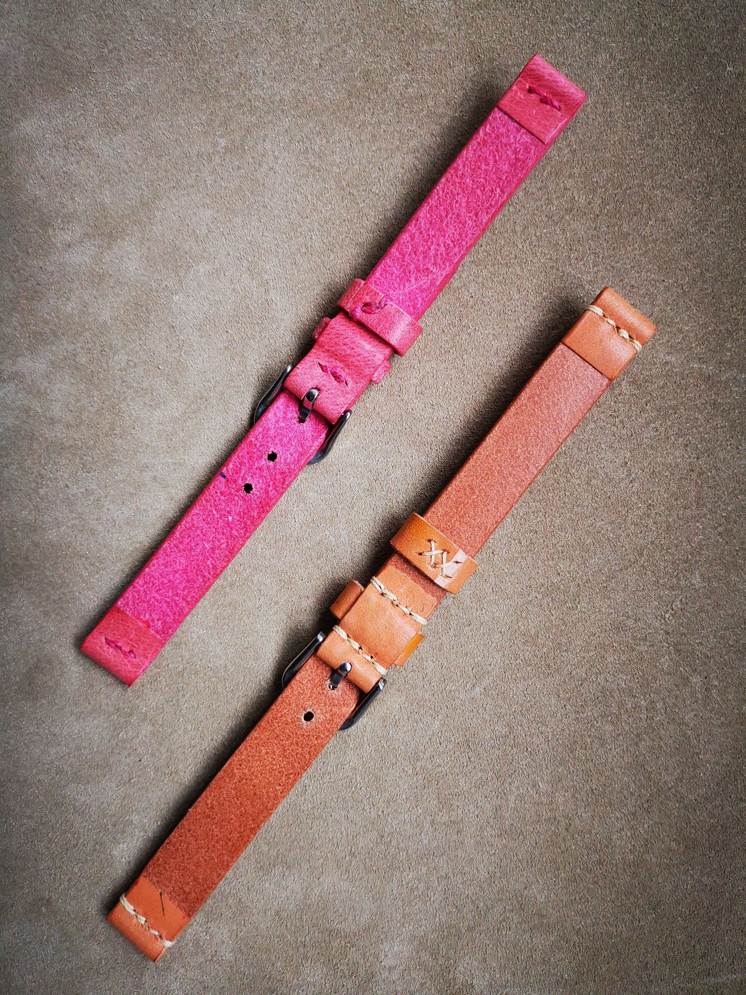 Curea de ceas de piele - dama - roz/natur/colorat - 12mm