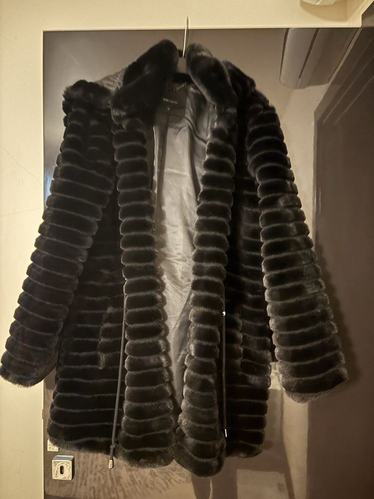Черно палто с качулка Bsb Fashion