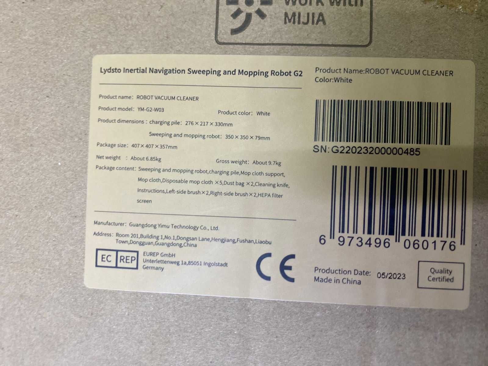Робот-пылесос Lydsto G2 YM-G2-W03 белый Mijia Xiaomi