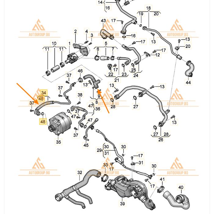 Тръба охладителна течност за audi a8 d5 4n - 0p2121662a