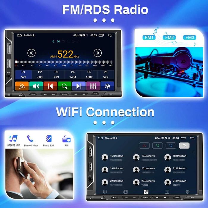 Hikity DAB+ Android 13 двоен DIN авто радио с навигация 7"
