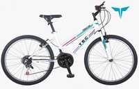 Bicicleta MTB TEC Eros, culoare alb/albastru/roz, roata 26", cadru din