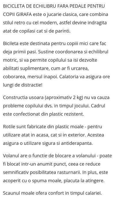 Tricicleta galbena girafă