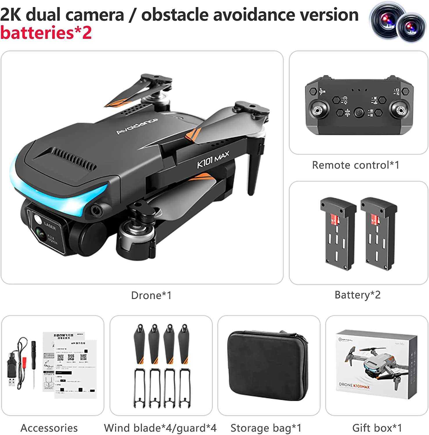 K101MAX Дрон с ESC камера  2K HD, Quad Air Drone с FPV видео