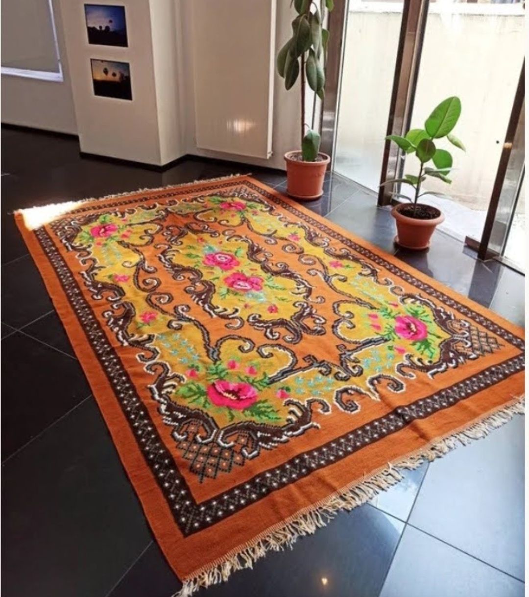 Covor traditional basarabean, 100% lana, tesut manual, 290x190cm.