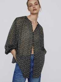 Дамска лека блуза с дълъг ръкав и копчета Zara, 99% полиестер, XL