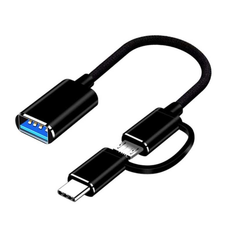 Переходник, Кабель-адаптер 2 в 1, USB 3.0 - Type-C - MicroUSB