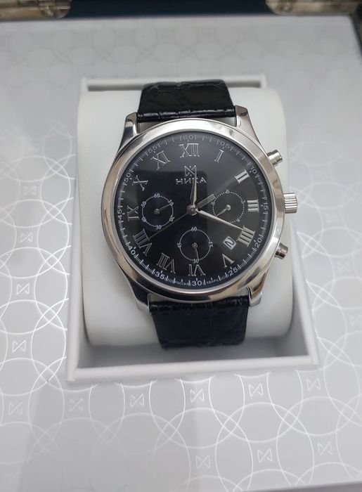 Мужские серебрянные наручные часы ника