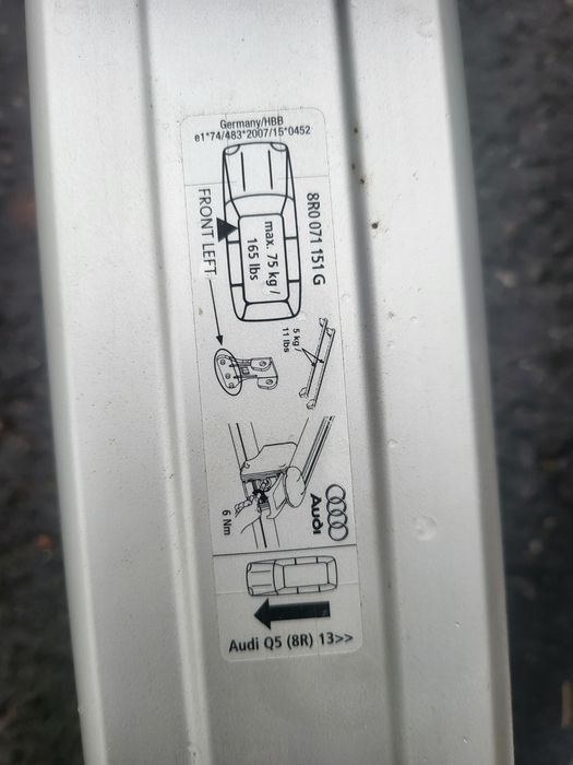 Suport/Bari originale Audi Q5 2009--"2018 Pentru bagaje!!