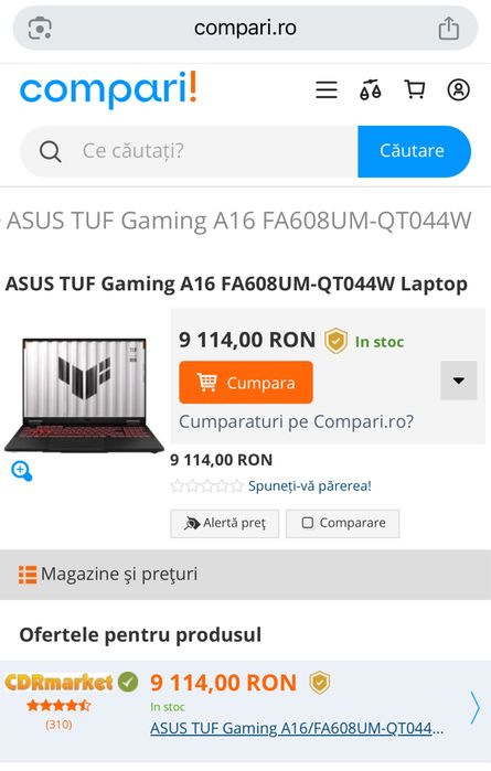 Laptop Gaming Sigilat Asus Tuf Ryzen 7 260 RTX 5060 Ram 32GB 165hz