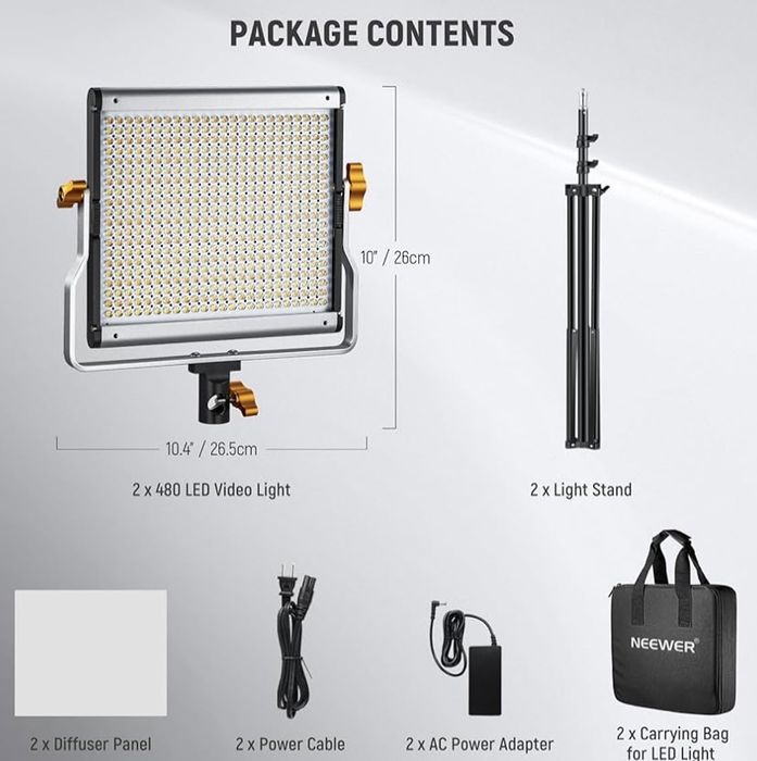 Лед панели Neewer 2 Packs Bi Color 480 LED постоянно осветление идеалн