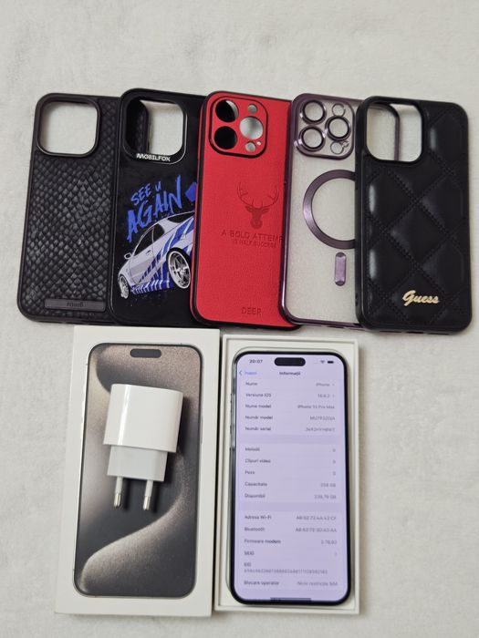 Iphone 15 pro max 256GB  baterie 90% ca nou Full box