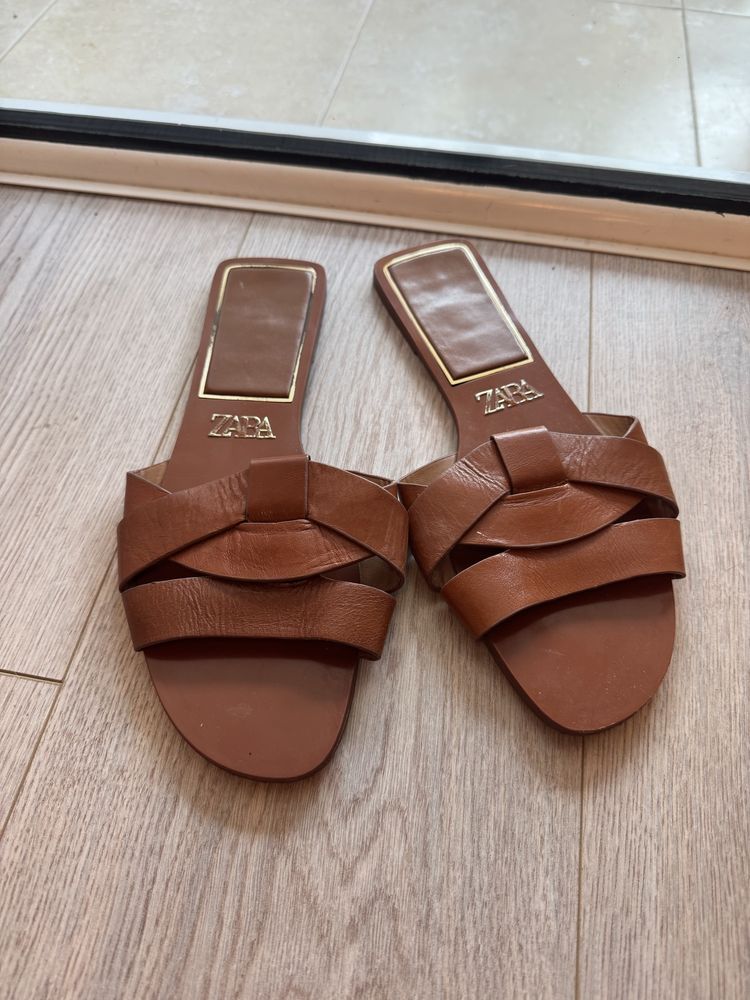 Чехли Zara кафяви