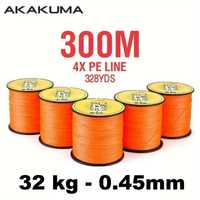 Fir textil - portocaliu/corai - 300m/0.45mm/32 kg