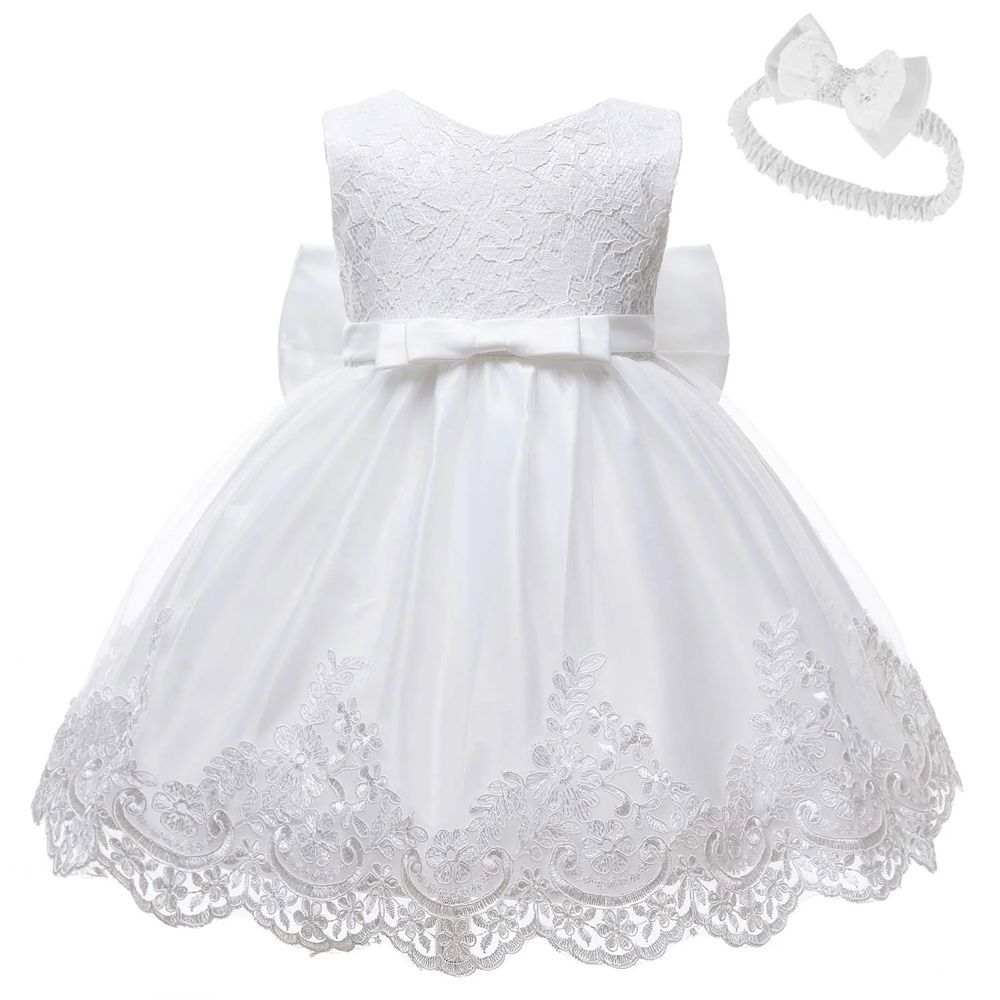 Бебешка официална бяла рокля за 0-3 м