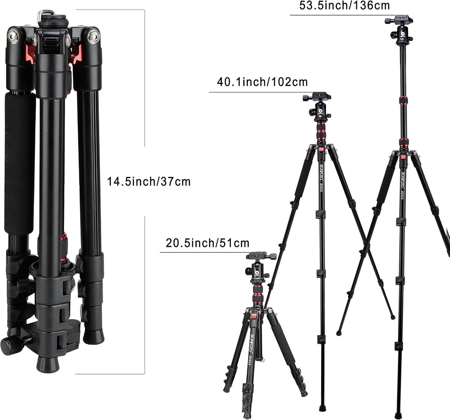 BONFOTO B690A-Trepied camere foto din aluminiu/fibră carbon,sigilat