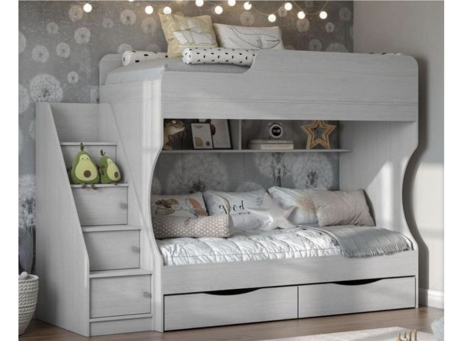 Двухъярусная кровать DOMA Kapri-222+Матрасы 6512, 80x180 см, светло се