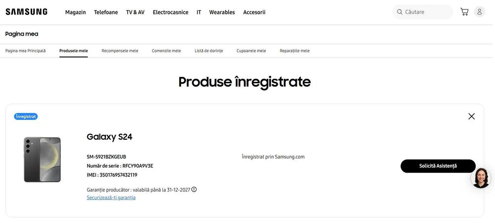 Samsung Galaxy S24, SM-S921B/DS, 8Gb 256 Gb, Onyx Black, NOU,desigilat