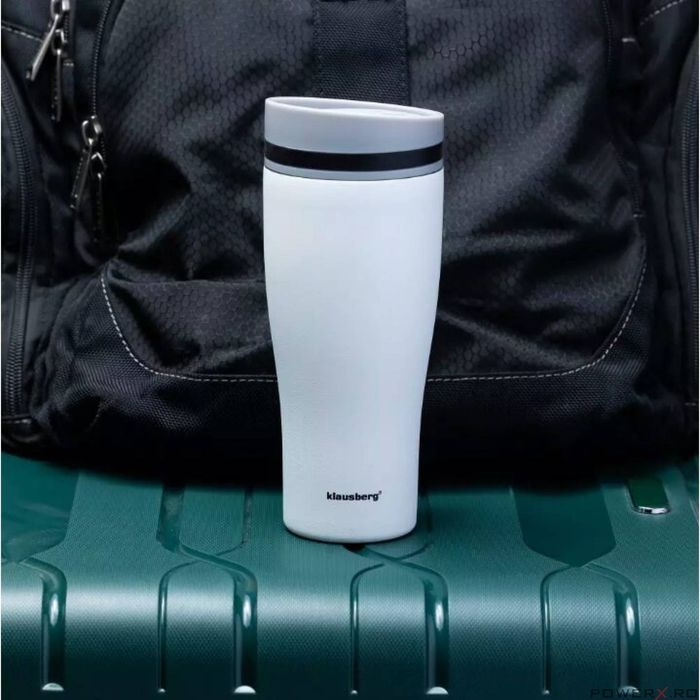 Cana termica, alba, 380ml, termos, inox, Klausberg