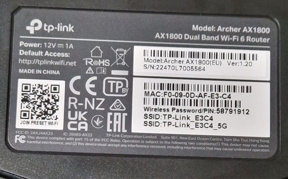 Wi-fi 6 Router, Ax 1800 Dual Band