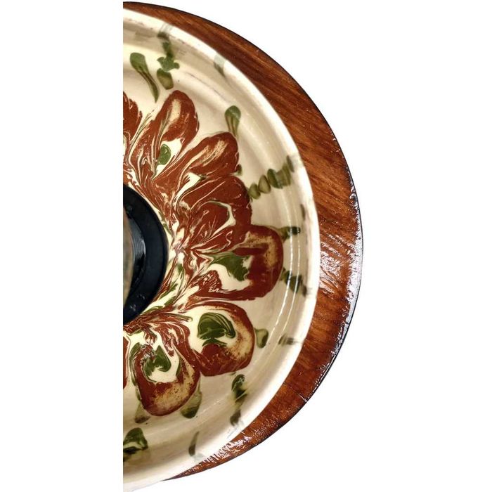 Aplica de perete - plafoniera rustica din ceramica si lemn de pin