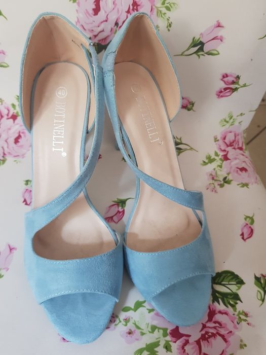 Pantofi eleganti / sandale de dama, bleu, marime 40, - NOI