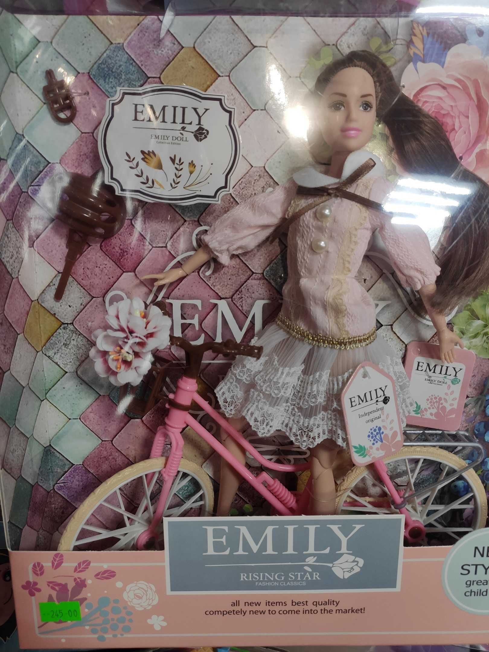 Кукла Эмили с велосипедом на прогулке, 28 см Emily подарок для девочек