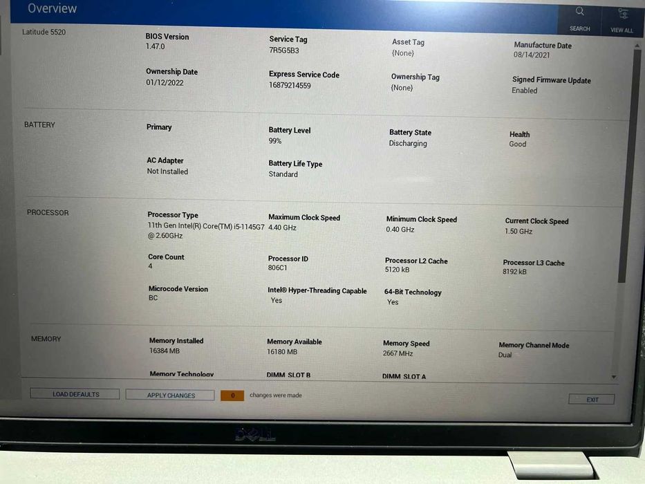 Laptop SH Dell Latitude 5520 i5-1145G7 16gb RAM 512gb SSD TOUCHSCREEN