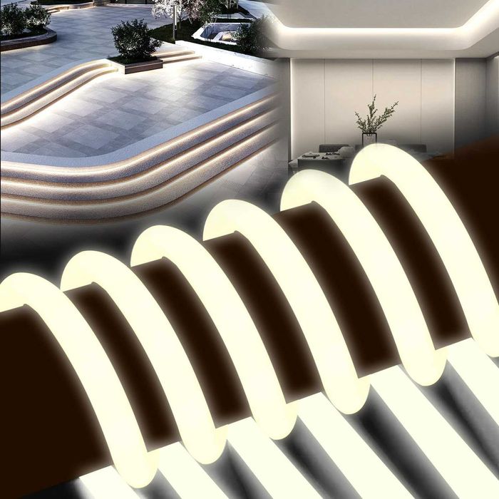 Bandă LED Neon 5 metri, tub LED flexibil de 220 V, rotund, la 360°