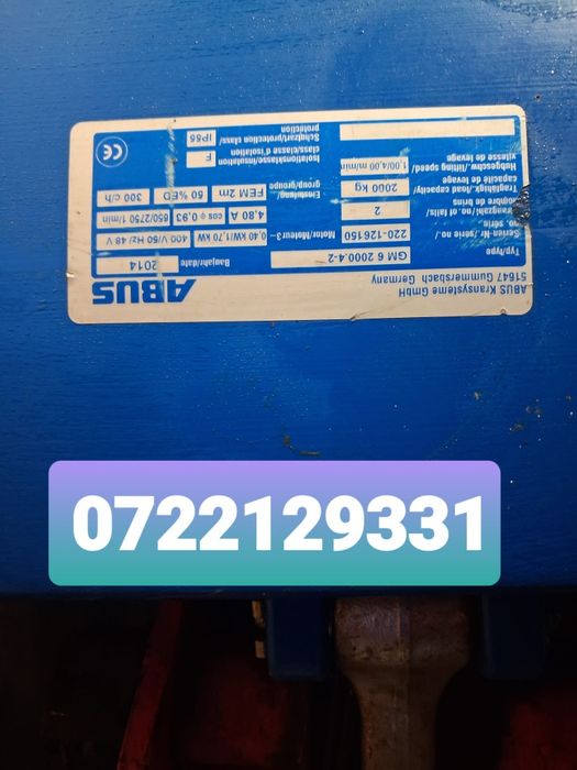 Vând palan electric pentru interior 2000kg