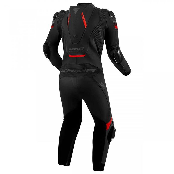 Кожен мото екип SHIMA RS-01 BLACK/RED  1част,гърбица,слайдери