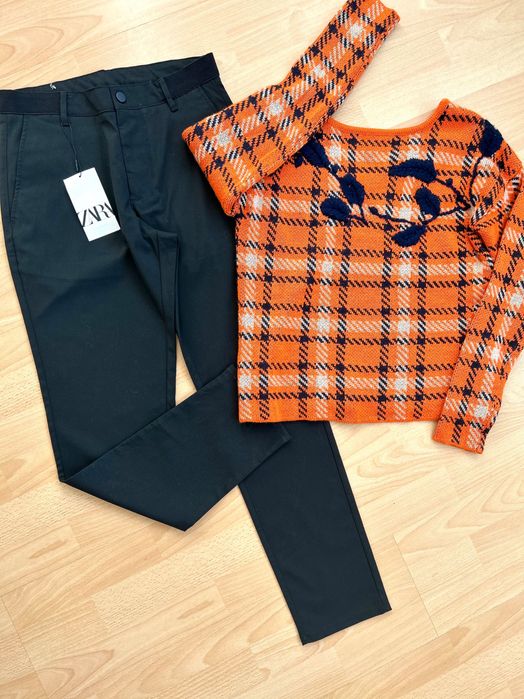 Zara нов черен панталон и Intrend MaxMara пуловер