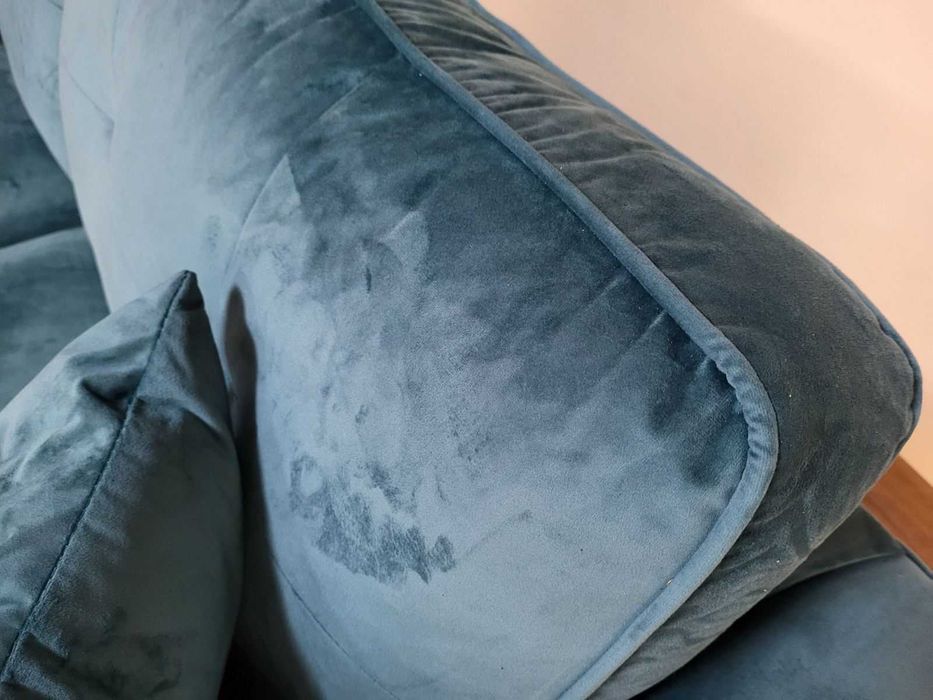 Син диван от плат с функция сън голяма двойка