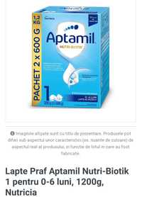 Vând lapte praf Aptamil Nutri Biotik 0-6 luni, 2×600 grame, sigilata