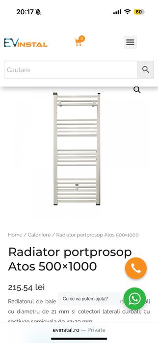 Radiator portprosop Atos nou 500x1000mm